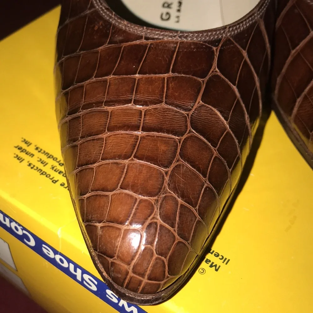 π€GRIMOLDI MANDEVILLE BROWN CROCODILE 1970s ARGENTINEAN PUMPS SIZE 4π€ - Picture 4 of 10
